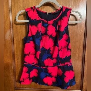 Red and blue floral dressy tank